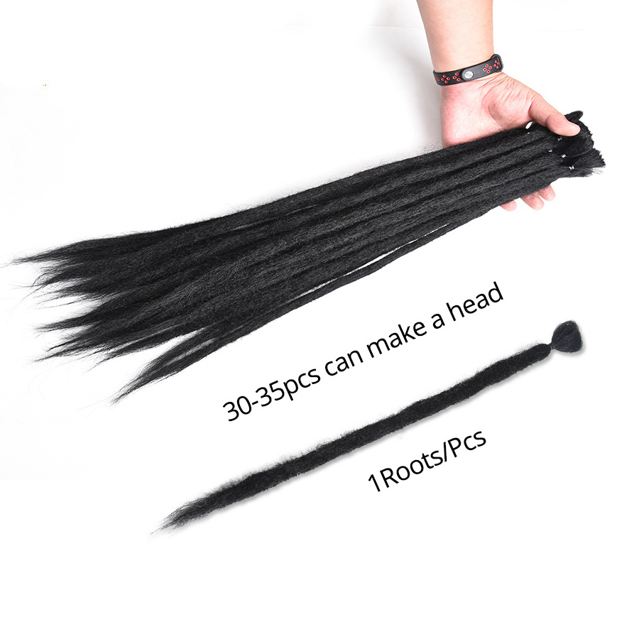 Handmade Dreadlocks Hair Extensions Crochet Hair Black Brown Synthetic Hair 1 Strands Dreadlock For Women And Men 20 Inch