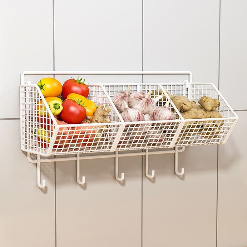 Hanging Wire Basket for Kitchen Adhesive Cabinet Door Organizer Pantry Organization Rack and Shelf No Drilling Required