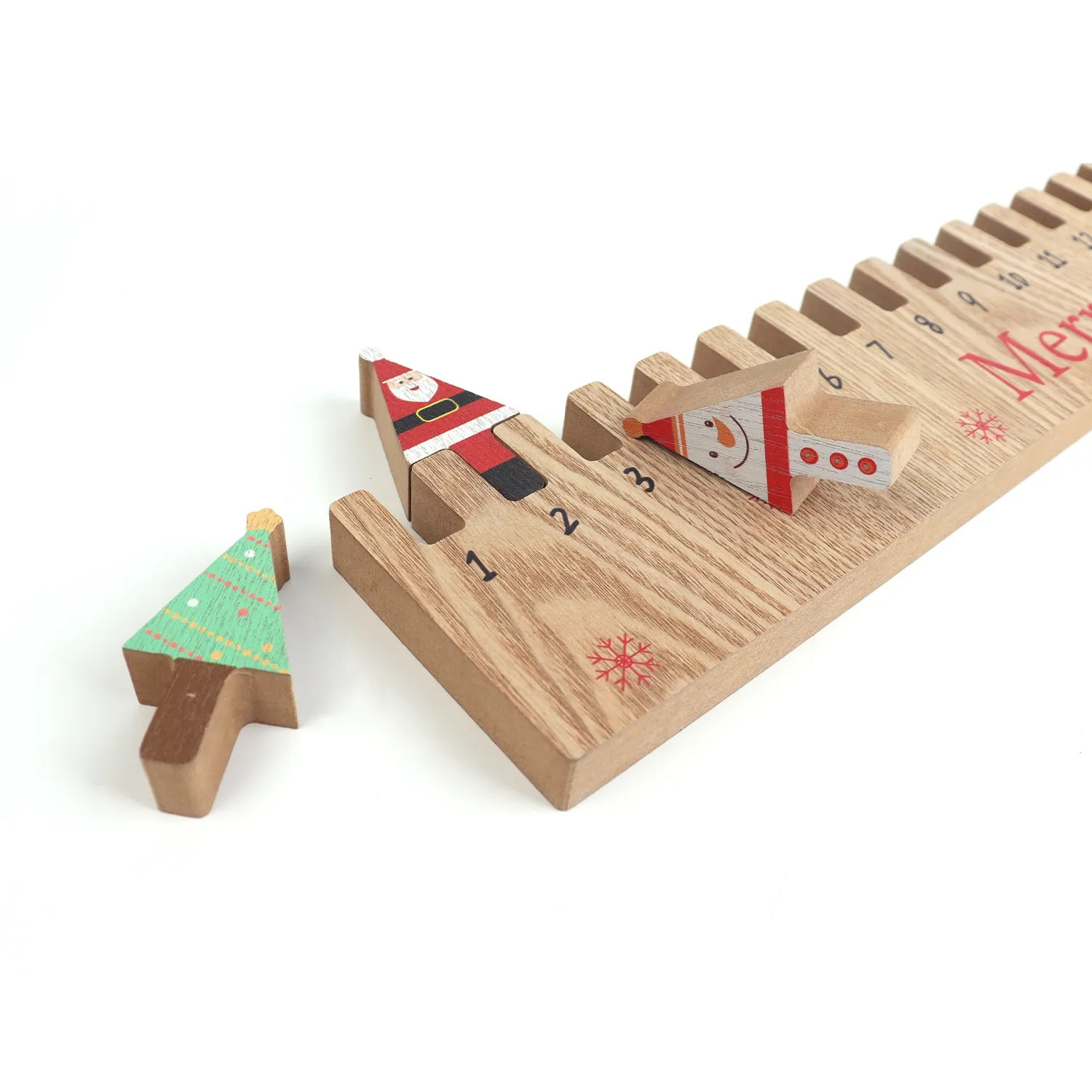 Wholesales Tree Snowman Wooden Countdown Calendar Santa Claus Long Plank Countdown Calendar