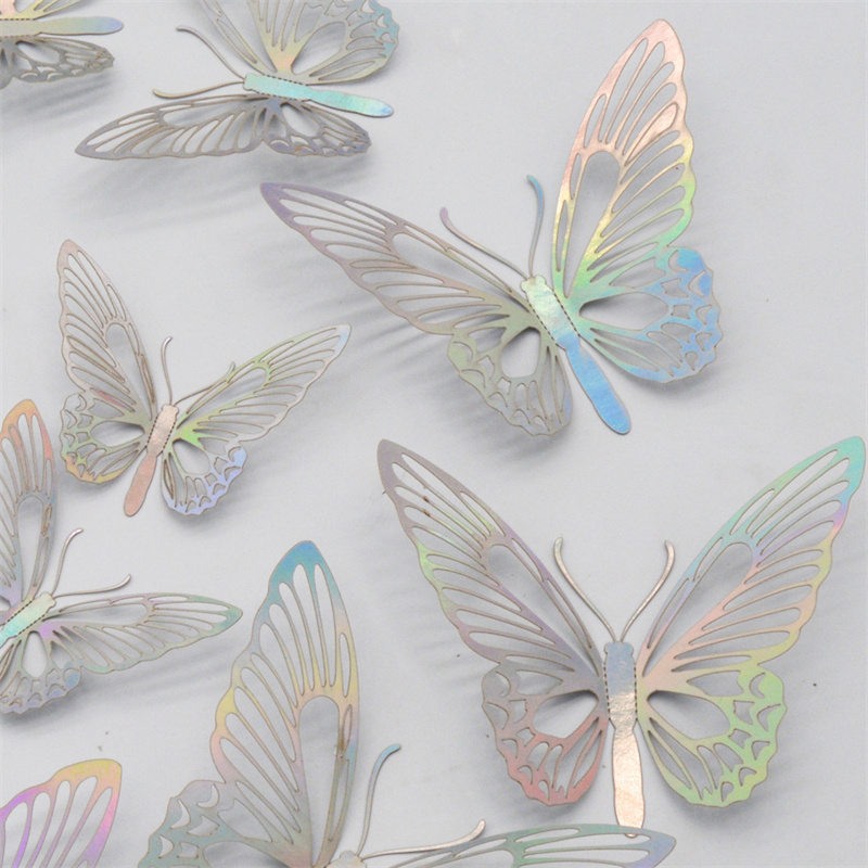 3D Butterfly Wall Stickers Removable Metallic Wall Sticker Room Mural Decals Decoration for Kids Bedroom Party Wedding Decor DIY