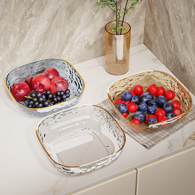 Crystal Plastic Display Tray Salad Food Storage Containers Serving Decoration Dry Snacks Candy Fruit Plate