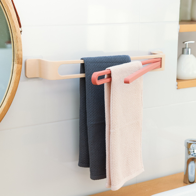 Bathroom Towel Holder Swing Hanger Towel Rack with Hook Space Saving Wall Mount Rotating Towel Rail Yiwu Coat Hook Clothing