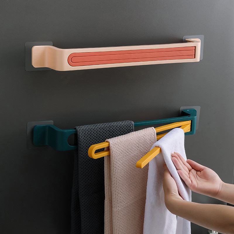 Bathroom Towel Holder Swing Hanger Towel Rack with Hook Space Saving Wall Mount Rotating Towel Rail Yiwu Coat Hook Clothing