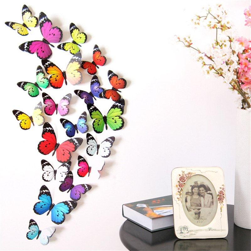 3D Butterfly Wall Decals Butterfly Decor for Wall Removable Mural Stickers Home Decoration Kids Room Bedroom