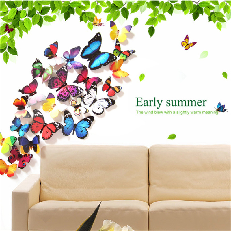 3D Butterfly Wall Decals Butterfly Decor for Wall Removable Mural Stickers Home Decoration Kids Room Bedroom