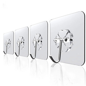 Hot Selling Traditional Novelty Transparent Strong Self-Adhesive Wall Hooks Magic for Coat Kitchen Bathroom or Door Use