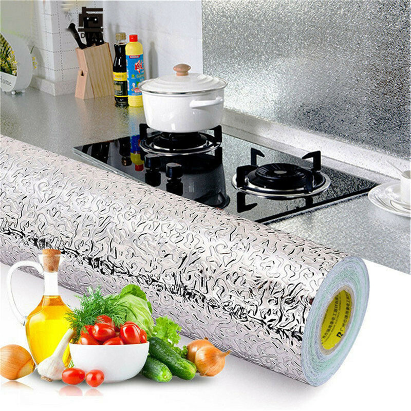 Kitchen Oil-proof Waterproof Stickers Anti-fouling High-temperature Aluminum Foil Self-adhesive Wallpaper Stove Cabinet Stickers