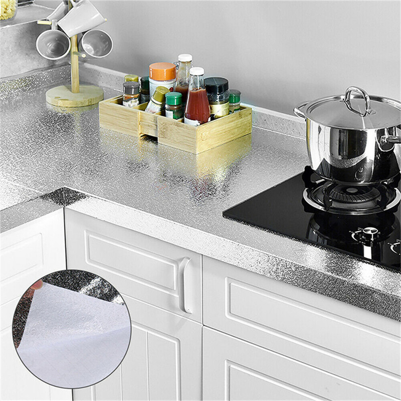 Kitchen Oil-proof Waterproof Stickers Anti-fouling High-temperature Aluminum Foil Self-adhesive Wallpaper Stove Cabinet Stickers