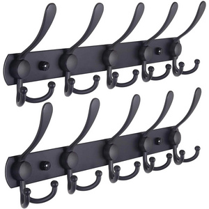 wholesale wall mounted black heavy duty stainless steel coat rail rack coat hangers hooks