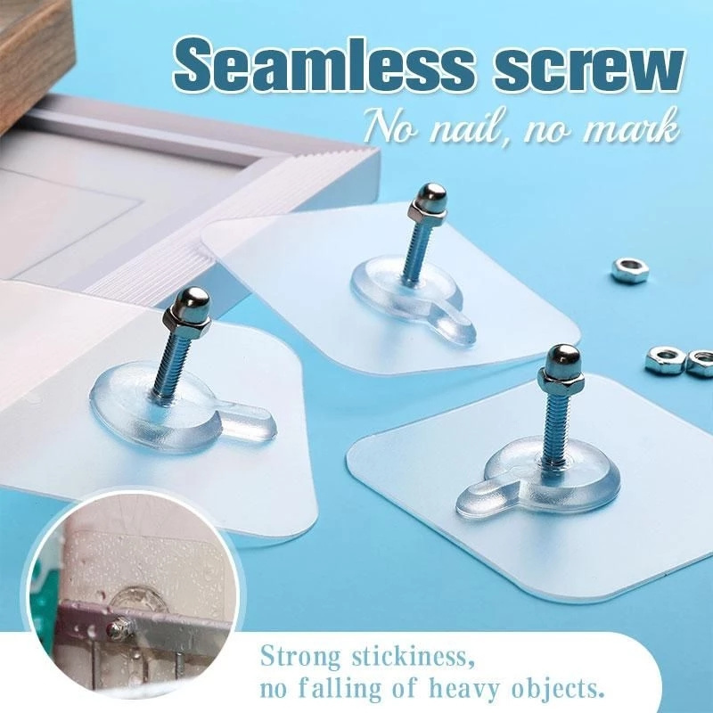 Nail Screw Stickers Stainless Steel Screw Patch Wall Hanging Picture Hook Punch-free Adhesive Screw Wall Hook