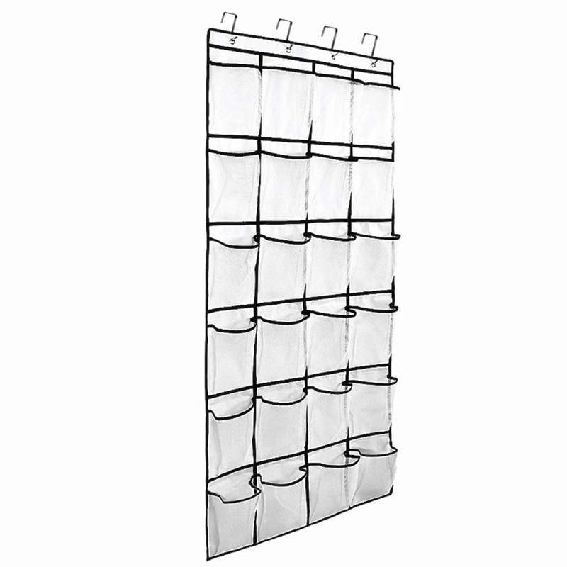 The Door Shoe Organizers, Mesh Shoe Holder 24 Pockets Hanging Shoes Organizer Compartment Storage