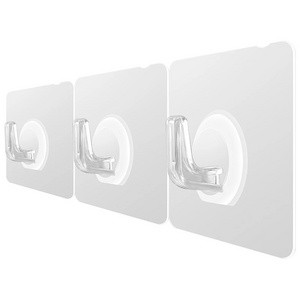 Universal Transparent Self Adhesive Door Wall Hangers Storage Hangers Hooks Strong Sticky Hooks for Kitchen Bathroom