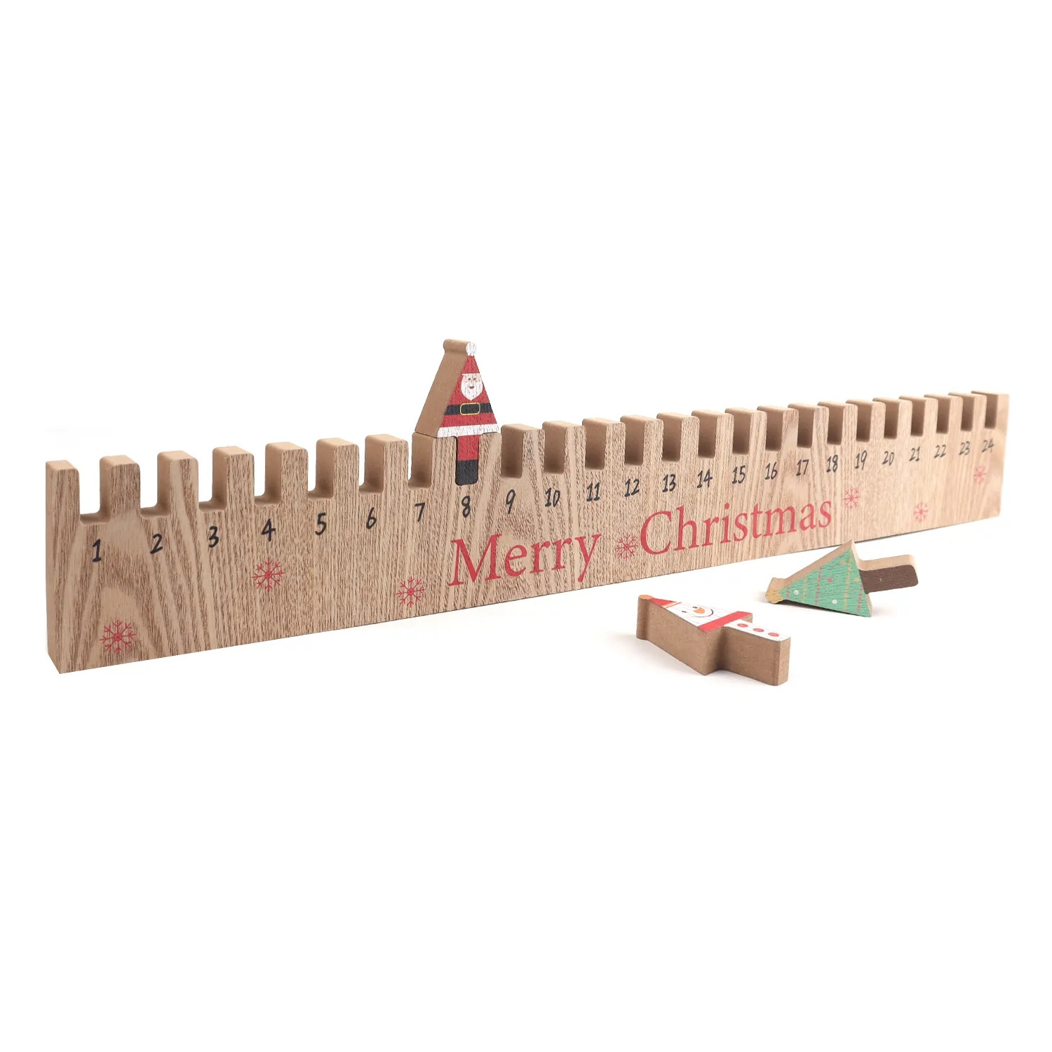 Wholesales Tree Snowman Wooden Countdown Calendar Santa Claus Long Plank Countdown Calendar