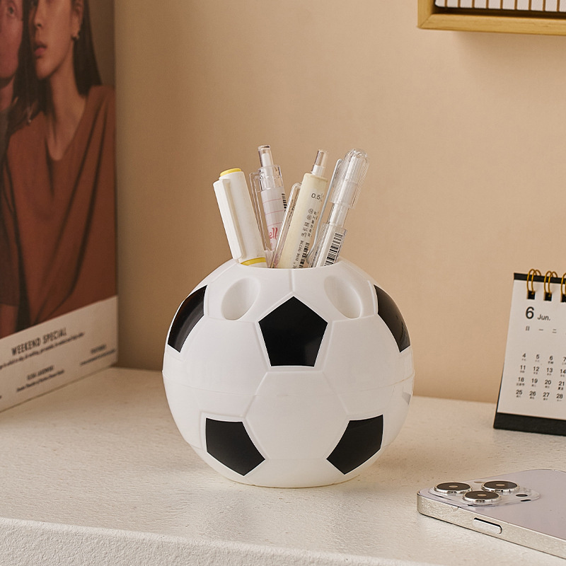 Wholesale Multifunctional Student Desktop Pen Holder Cartoon Football Shape Pen Holder