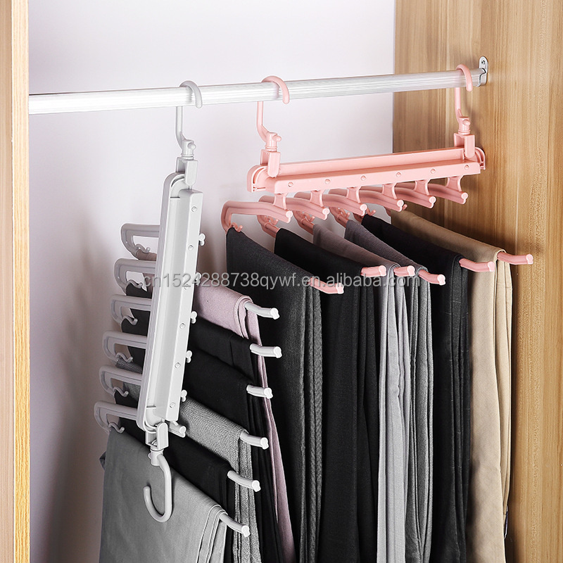 Space Saving Non-Slip Clothes Hangers 5 Layered Pants Rack Hangers for Scarf Jeans Trousers Clothes Organizer