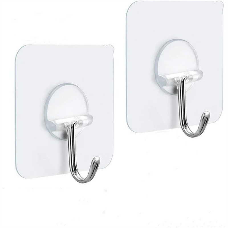 Transparent Adhesive Hooks Kitchen Wall Hook Heavy Duty Stainless Hooks for Utility Towel Bath Ceiling