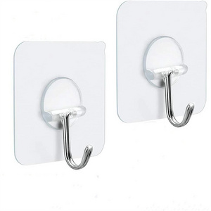 Transparent Adhesive Hooks Kitchen Wall Hook Heavy Duty Stainless Hooks for Utility Towel Bath Ceiling