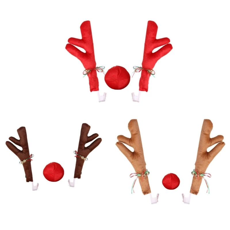 Car Reindeer Antlers Nose Christmas Decorations for Car Window Roof-Top  Grille Rudolph Reindeer Kit