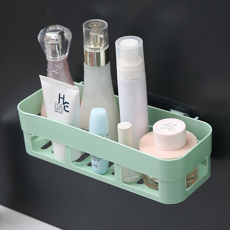 Plastic Bathroom Kitchen Wall Mounted Organizer Storage Rack Shelf with Self Adhesive