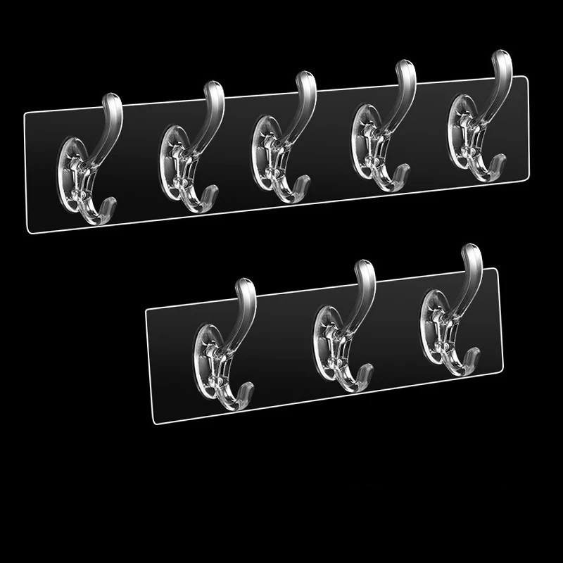 Transparent Wall Hooks For Hanging Wall Clothes Coat Hanger Towel Holder Door Hook Bathroom Storage Rack