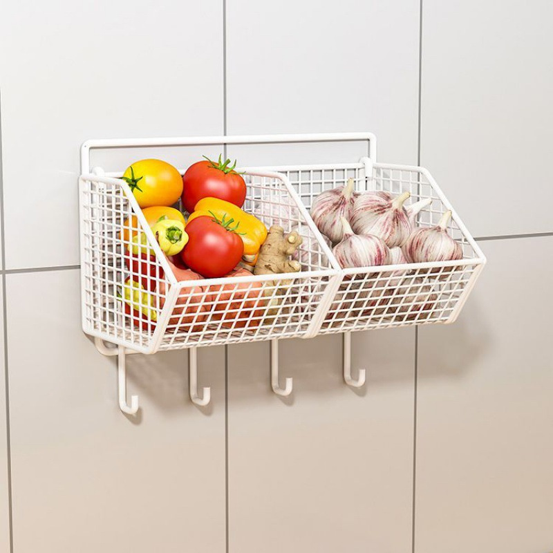 Hanging Wire Basket for Kitchen Adhesive Cabinet Door Organizer Pantry Organization Rack and Shelf No Drilling Required