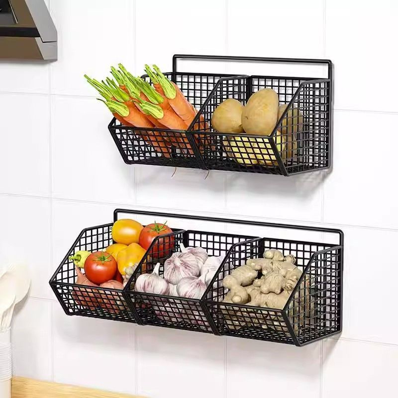 Hanging Wire Basket for Kitchen Adhesive Cabinet Door Organizer Pantry Organization Rack and Shelf No Drilling Required