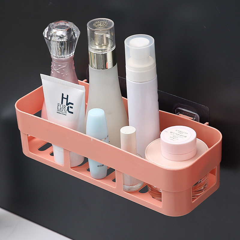 Plastic Bathroom Kitchen Wall Mounted Organizer Storage Rack Shelf with Self Adhesive