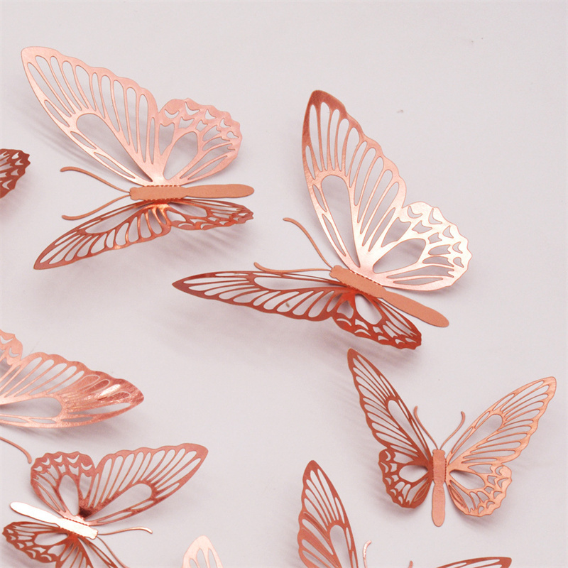 3D Butterfly Wall Stickers Removable Metallic Wall Sticker Room Mural Decals Decoration for Kids Bedroom Party Wedding Decor DIY