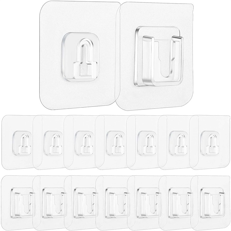 Reusable Transparent Seamless Utility Hooks Heavy Duty Wall Adhesive Hooks for Kitchen Bathroom Office Window