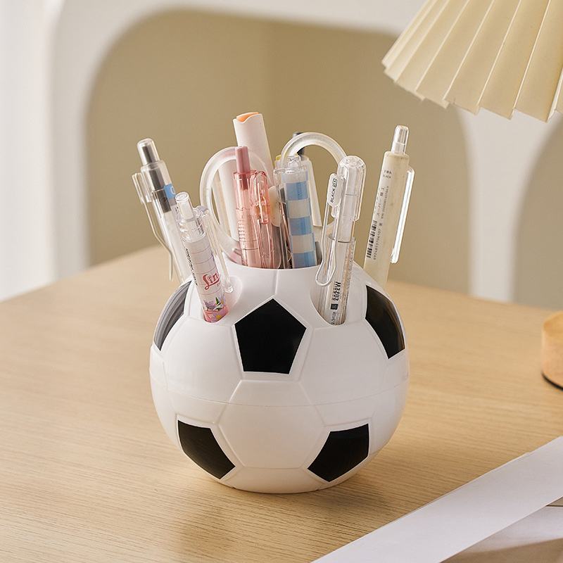 Wholesale Multifunctional Student Desktop Pen Holder Cartoon Football Shape Pen Holder