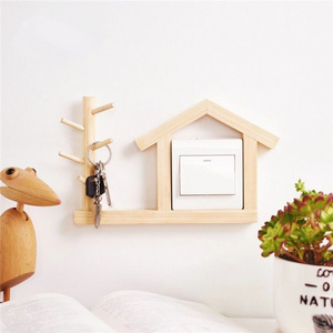 Creative House Shape Wall Decoration Solid Wood Switch Decoration Household Socket Panel Shielding Cover Decorative Frame