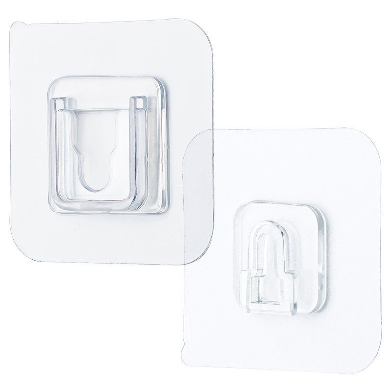 Transparent Plastic Wall Hook Double Sided Adhesive Suction Cup Double Sided Sucker Hook Bathroom Shower Clothes Hanging