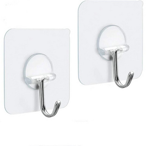 Waterproof Reusable Heavy Duty Adhesive Wall Hooks Transparent Seamless Hooks for Kitchen Bathroom Ceiling