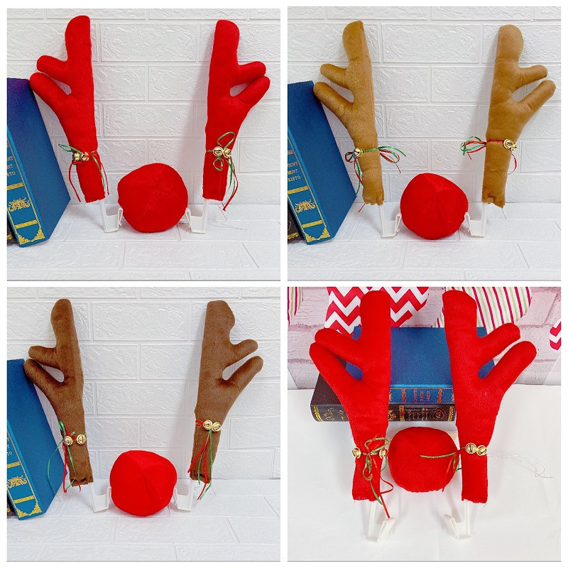 Car Reindeer Antlers Nose Christmas Decorations for Car Window Roof-Top  Grille Rudolph Reindeer Kit