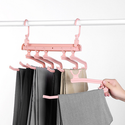 Space Saving Non-Slip Clothes Hangers 5 Layered Pants Rack Hangers for Scarf Jeans Trousers Clothes Organizer