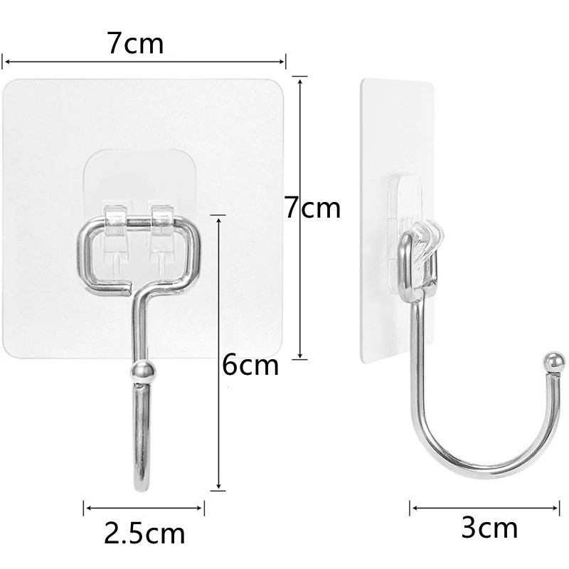 Large Adhesive Hook Waterproof Rustproof Wall Hooks for Hanging Heavy Duty Stainless Steel Towel Coats Hooks Kitchen Bathroom