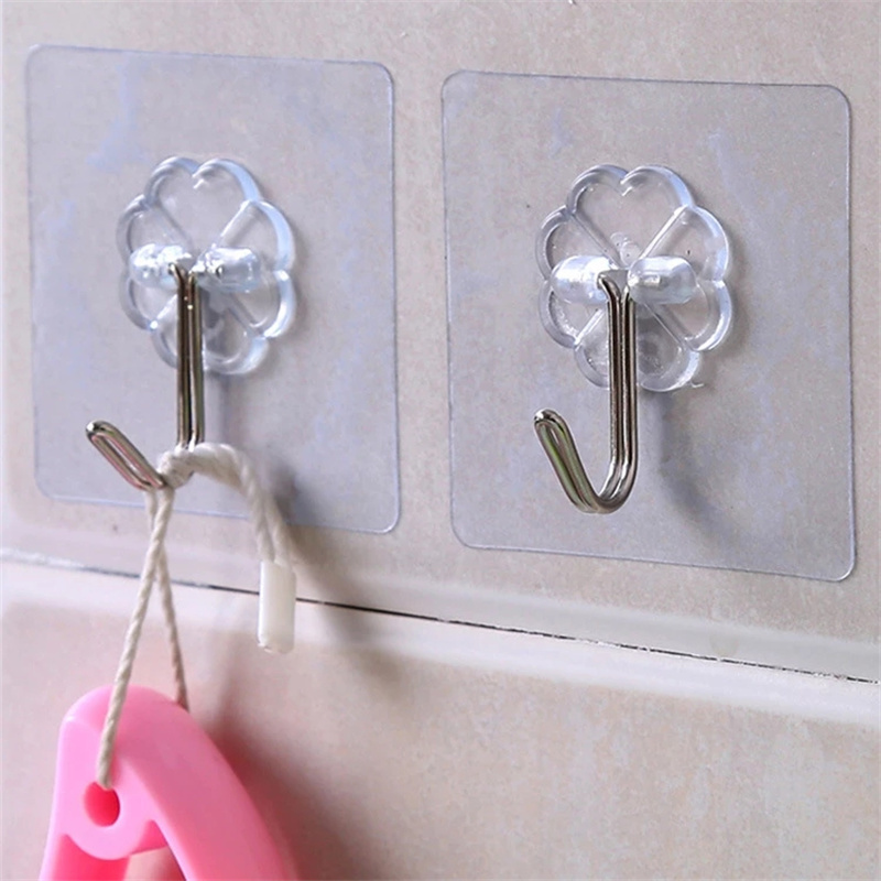 24 Pack Hanging Heavy Duty Self Adhesive Hooks Transparent Waterproof Sticky Hooks for Bathroom Shower Outdoor Kitchen