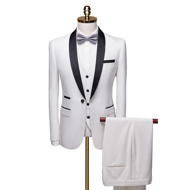 Latest designs wholesale tuxedo men slim fit suits wedding suits business suits three piece polyester fabric high quality silk