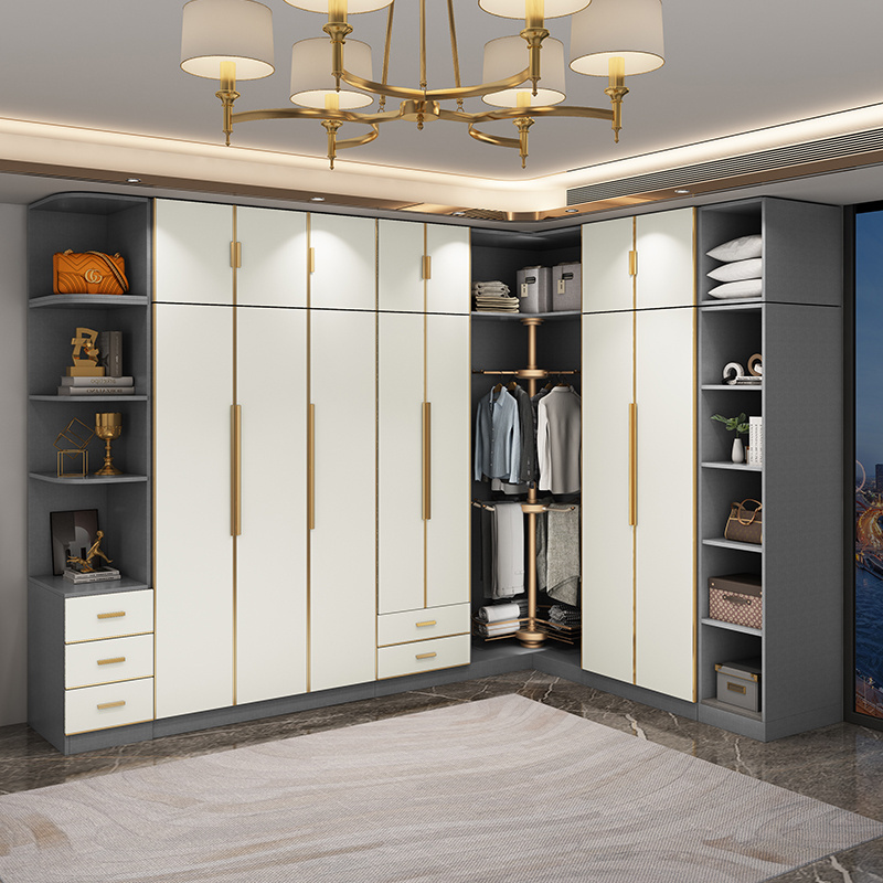 Modern and simple cloakroom light luxury bedroom wooden combination wardrobe minimalist and covered household wardrobe