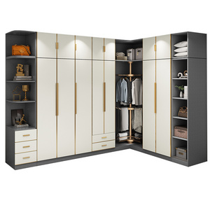 Modern and simple cloakroom light luxury bedroom wooden combination wardrobe minimalist and covered household wardrobe