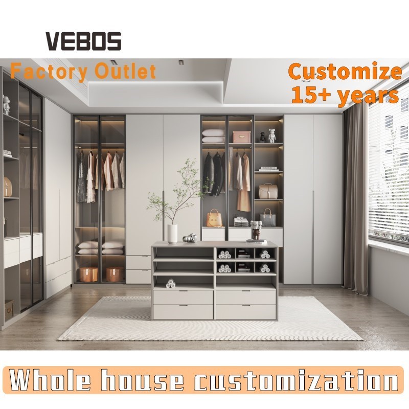 factory custom modern luxury glass door closet bedroom walk in closet and modular closet storage full bedroom sets