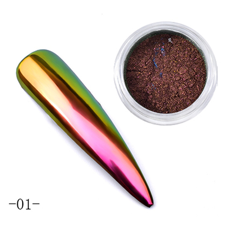 Nail Art Factory Sale Magic Holographic Chameleon Effect Powder Mirror Chrome Powder Coating