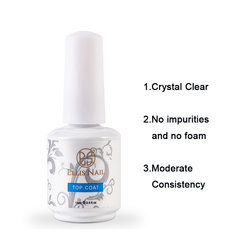 OEM/ODM Ultra Bright Diamond Top Gel Soaking Gel Nail Polish Private Label UV Gel No Wipe Top Coat Primer