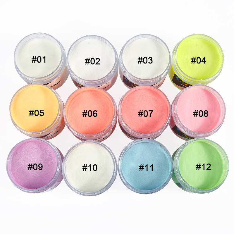 Wholesale Private Label Dipping Powder System Manicure Arts Bulk Jar Neon Colors Glow in the dark Nail Acrylic Powder