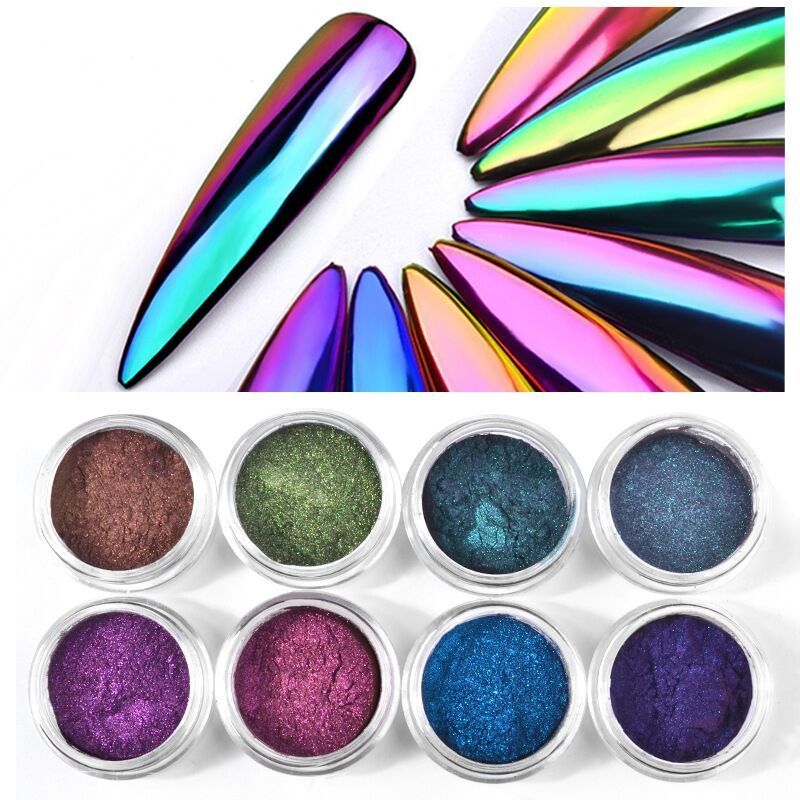 Nail Art Factory Sale Magic Holographic Chameleon Effect Powder Mirror Chrome Powder Coating