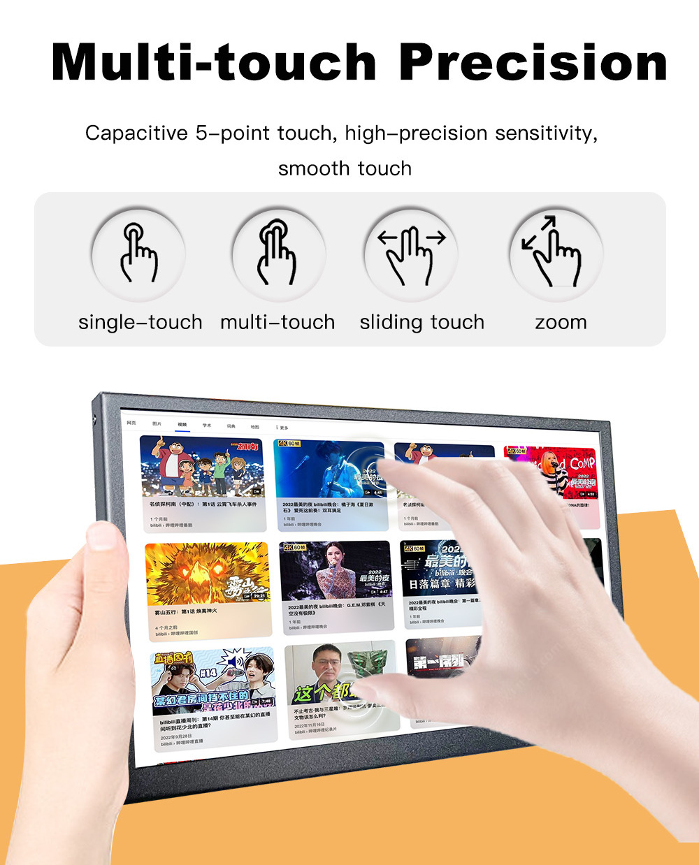 Laptop Small IPS HD 1024x600 Speaker Sub Screen LCD Thin 5 Points Touchscreen Portable HD-MI 10 inch Monitor for Raspberry Pi