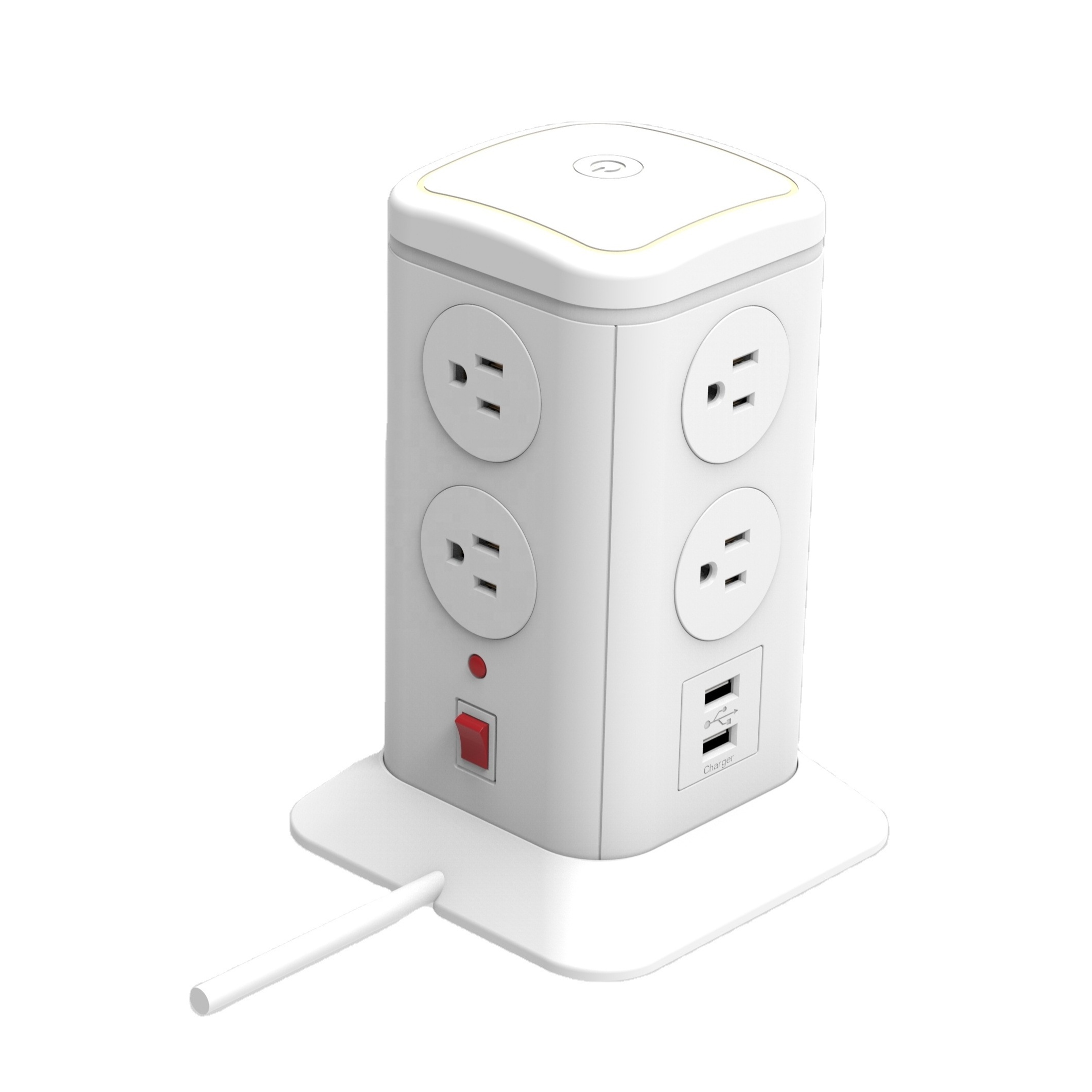 surge protection electrical plug sockets vertical power strip with usb and LED light