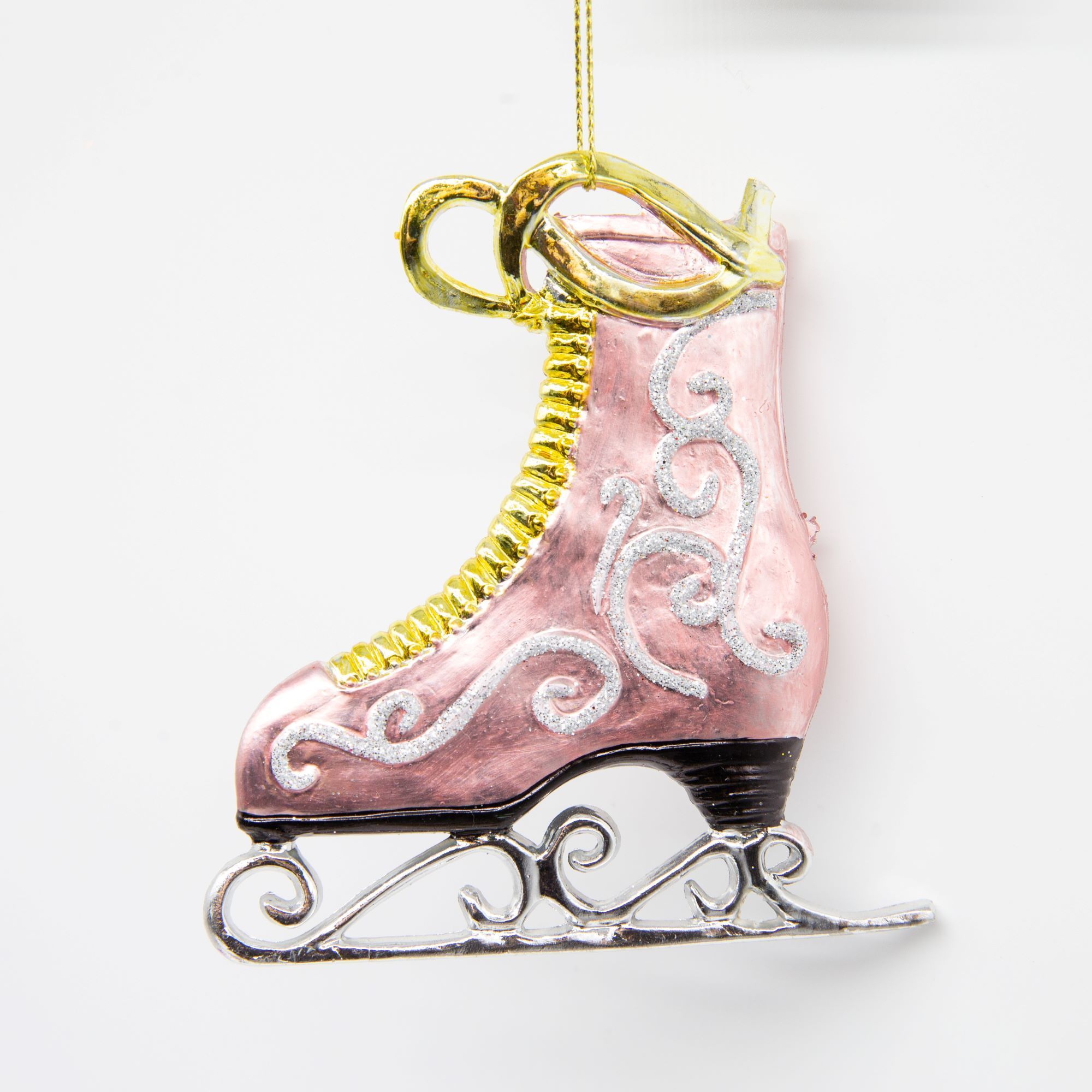 Cute Pink Xmas Tree Ornament Pendant Shoe Boots Holiday Wedding Party Gift Flat Acrylic Ice Skate Christmas Ornament Logo