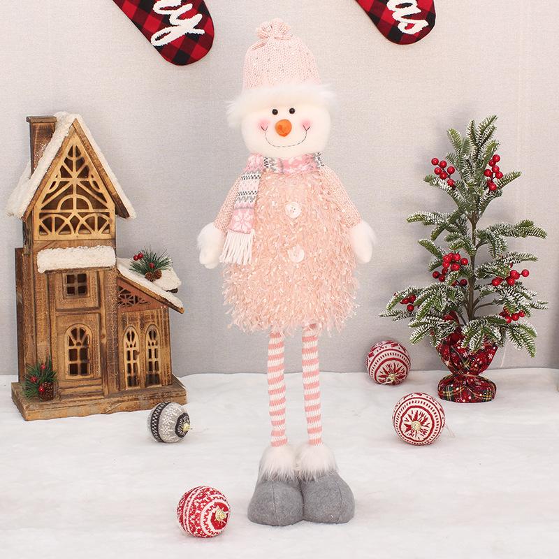 2023 Nordic Christmas Gnomes Handmade Ornaments Plush Dolls Figurine Decorations Pink Knitting Faceless and Retractable Gnome