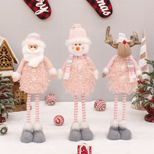 2023 Nordic Christmas Gnomes Handmade Ornaments Plush Dolls Figurine Decorations Pink Knitting Faceless and Retractable Gnome